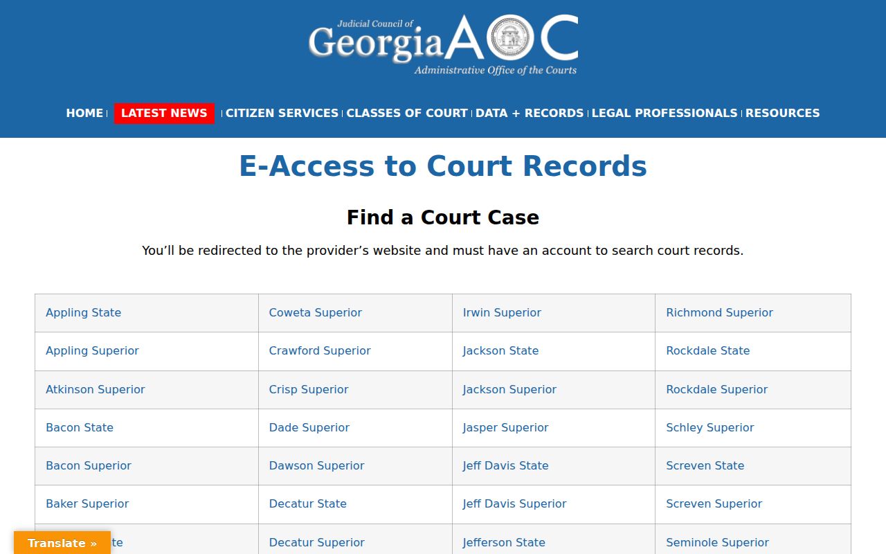 Georgia E-Access provider directory