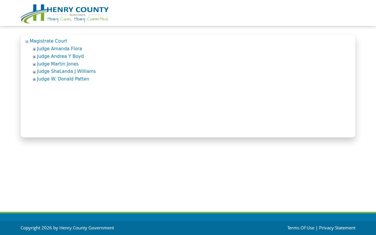 Henry County Magistrate judge calendar interface